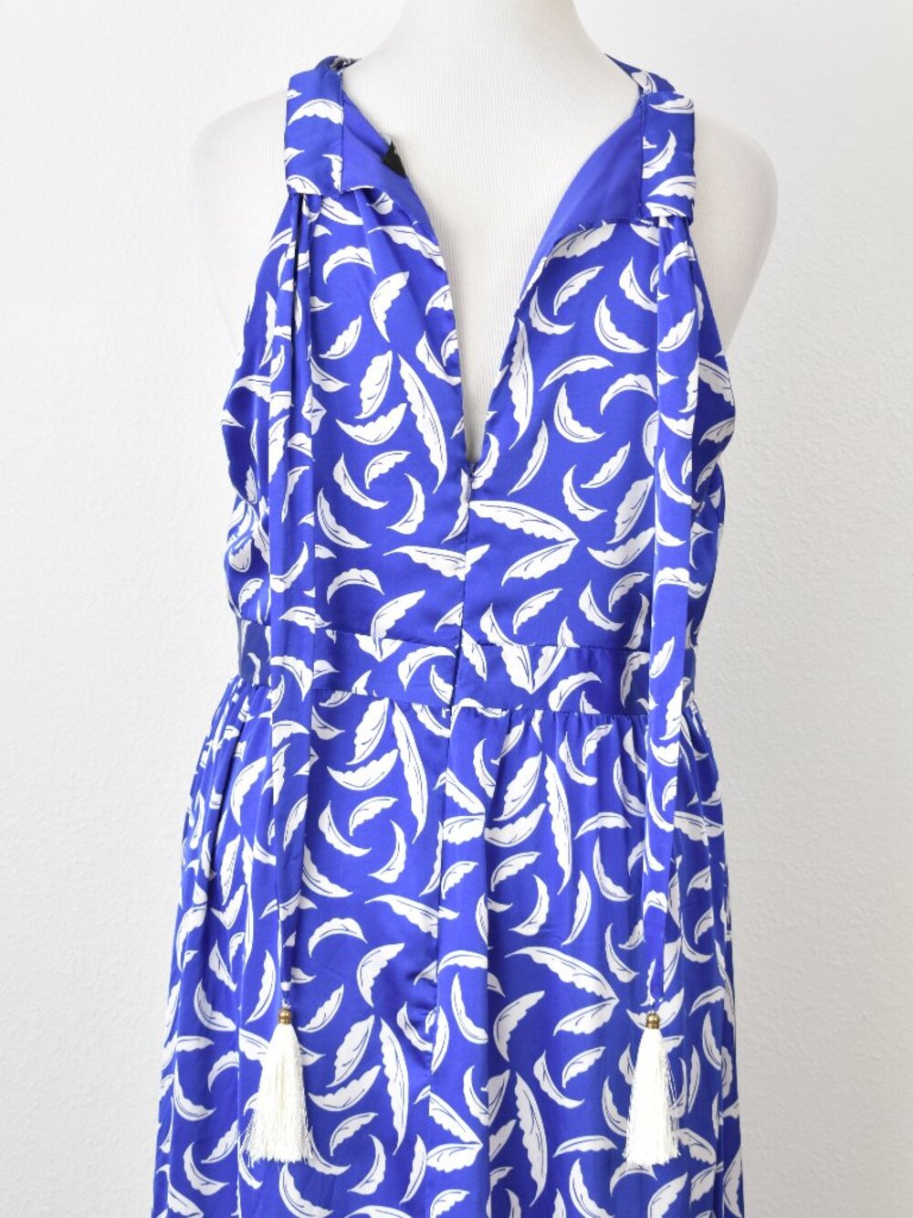 Tahari ASL Leaf Print Royal Blue Maxi Dress - 16 - Picture 10 of 11